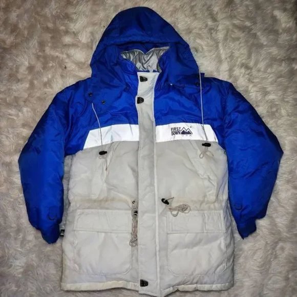 Vintage First Down Colorblock Puffer Ski Jacket